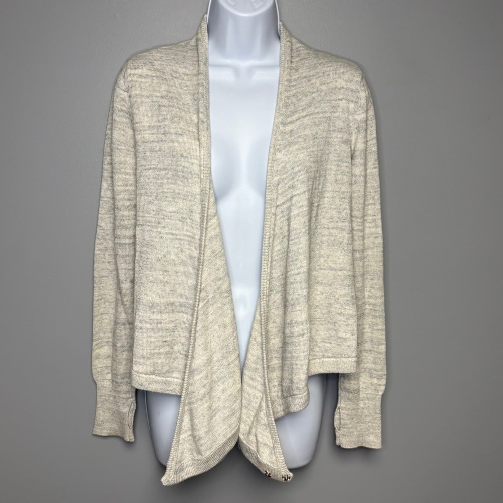Ivivva Lululemon Grey Preppy Minimalist Neutral Open Front Cardigan Girls Sz 12